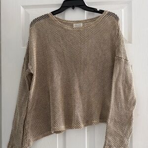 Krista Larson, Crop Open Weave T-Shirt Long Sleeve, great condition